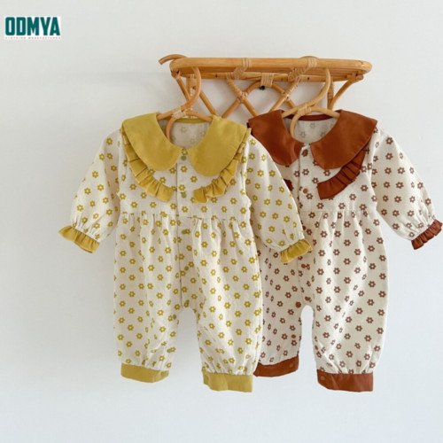 Autumn Lapel Long Sleeve Long Pants Baby Jumpsuit