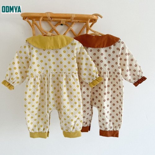 Autumn Lapel Long Sleeve Long Pants Baby Jumpsuit
