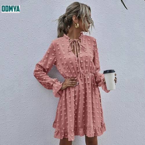 Spring New Long Sleeve V-Neck Short Dress