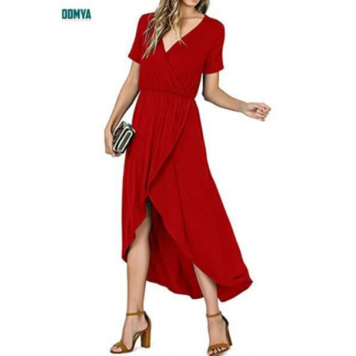 Solid color short front and long back sexy elegant dress