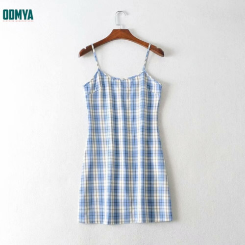 Summer Plaid Slim Fit Dress with Strap