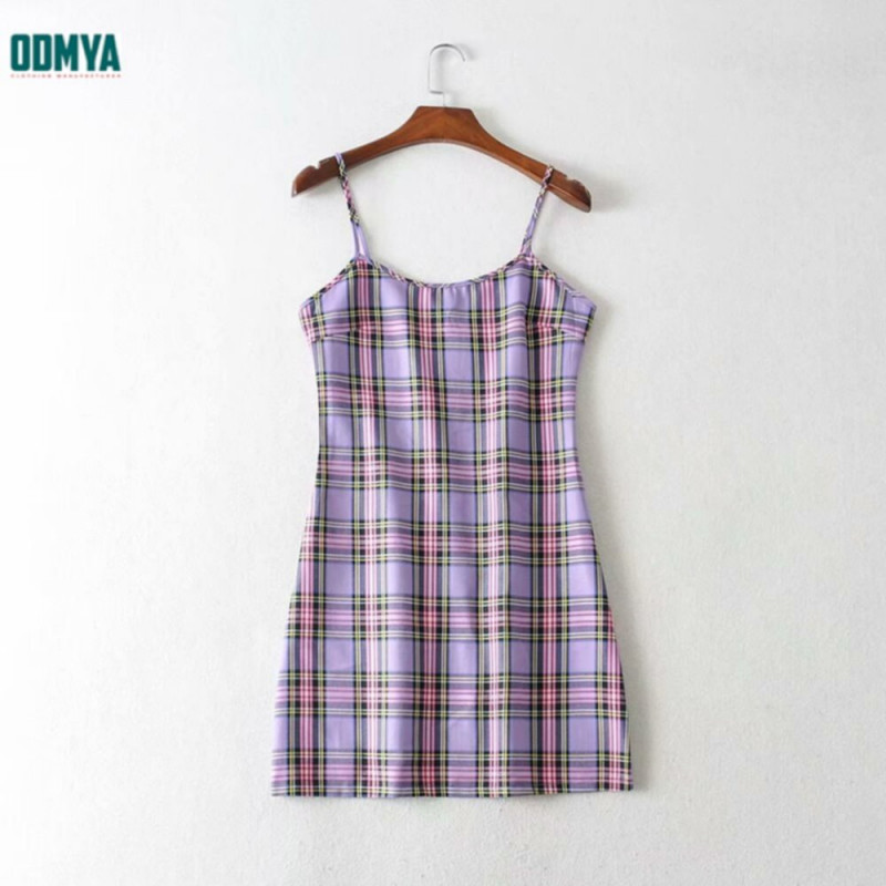 Summer Plaid Slim Fit Dress With Strap Supplier