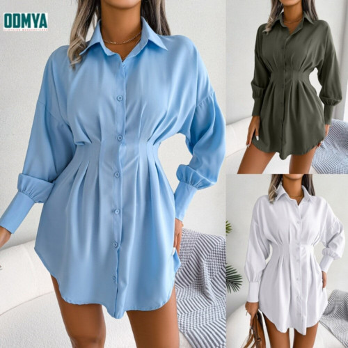 Waisted Loose Sleeve Lantern Shirt Skirt