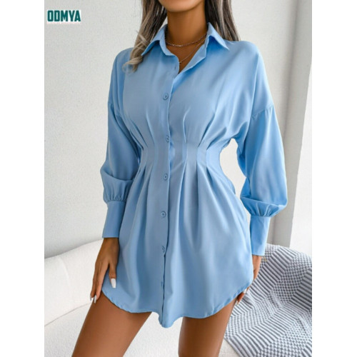Waisted Loose Sleeve Lantern Shirt Skirt