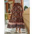 Bohemian Style Printed Single Breasted Extended Skirt Supplier