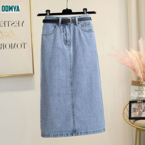 Spring and Autumn Basic High Waist Slim Denim Skirt