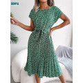 Summer New Casual Print Pleated High Waist Dress Supplier