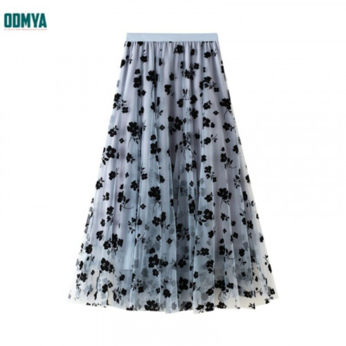 Spring and summer new flocked mesh skirt