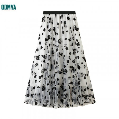 Spring and summer new flocked mesh skirt