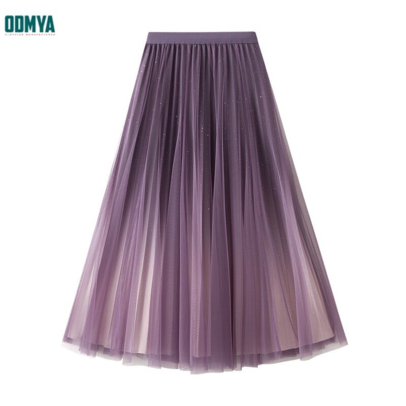 Simple And Stylish Gradient Mesh Pleated Skirt Supplier