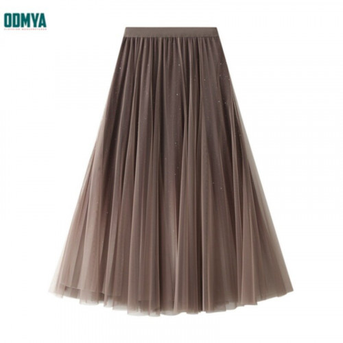 Simple and stylish gradient mesh pleated skirt