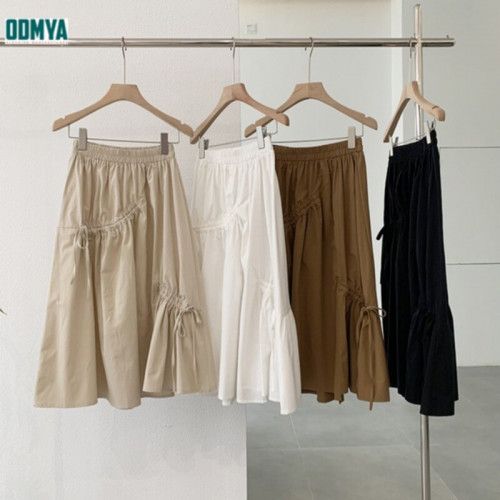 Spring New Elastic High Waist Drawstring Half Skirt