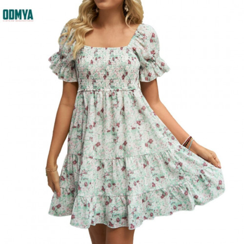 Summer Fashion Off Shoulder Print Short Dress