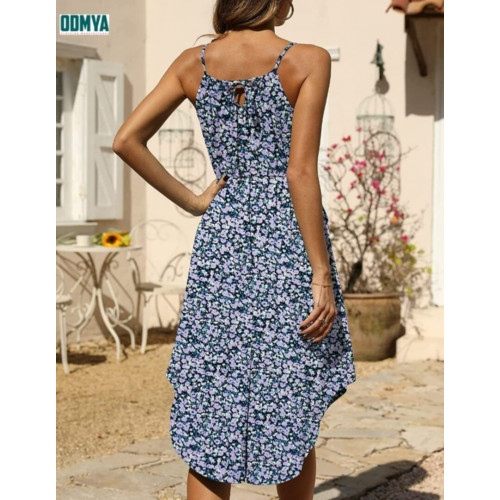 Round Neck Off Shoulder Cropped Printed Dress