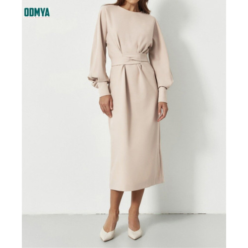 Spring and Autumn Luxury Round Neck Dress