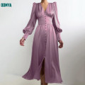 Vintage Satin Long Sleeved Waistband Dress Supplier