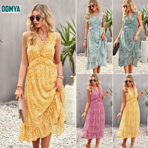 Summer New Sleeveless V-Neck Printed Dress