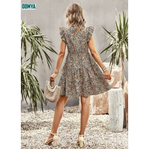 Summer new fragmented V-neck lace thin soft dress
