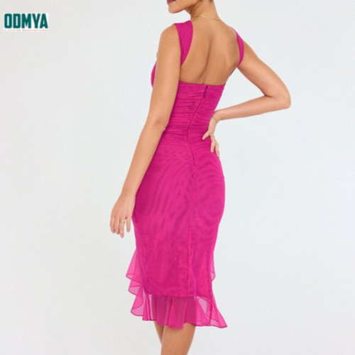 Round neck tight and sexy patchwork dress