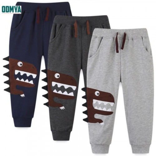 Spring new embroidered dinosaur cotton children's sweat pants
