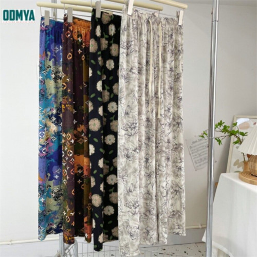 Loose fitting high waisted straight tube printed women's sports pants