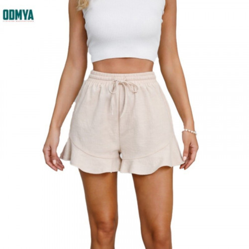 Summer ruffled elegant loose fitting women's shorts