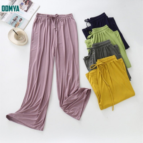 Modal Elastic High Waist Solid Wide Leg Pants