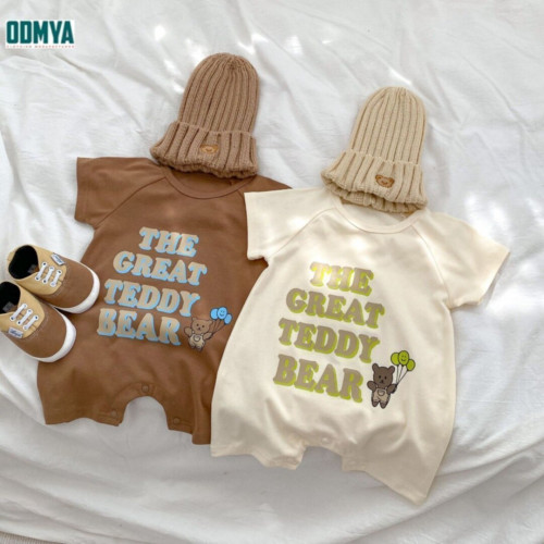 Thin summer short-sleeved baby jumpsuit printed rompers