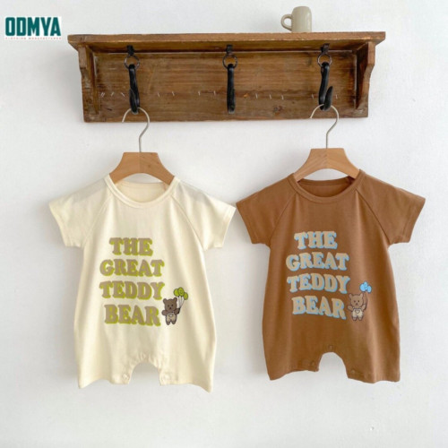 Thin summer short-sleeved baby jumpsuit printed rompers
