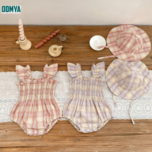 Plaid small flying sleeve girls' western style climbing clothes 