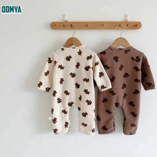 0-3 years old autumn bear print baby jumpsuit