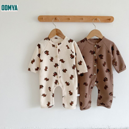 0-3 years old autumn bear print baby jumpsuit