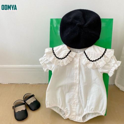 Girls' new simple lapel shirt bodysuit