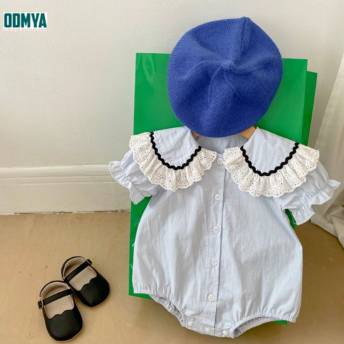 Girls' new simple lapel shirt bodysuit