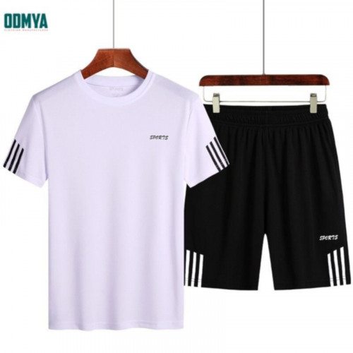 Summer Short-Sleeved Striped Tracksuit Men′s Sport Suit
