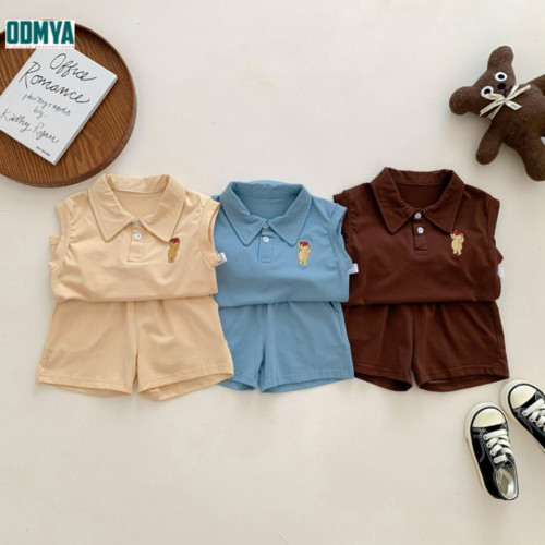 Children's Polo collar vest and shorts sports suit