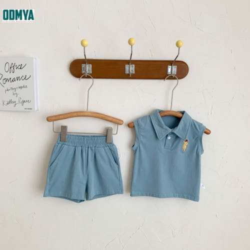 Children's Polo collar vest and shorts sports suit