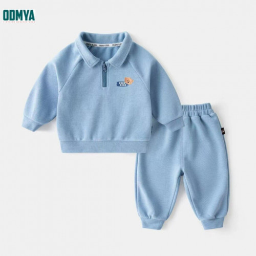 Children's lapel long-sleeved pullover sports suit
