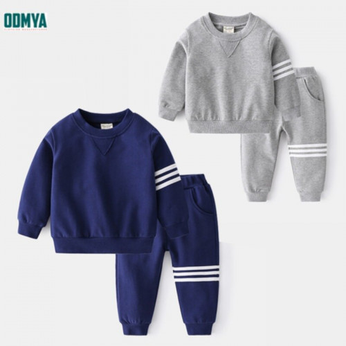 Children's fashionable round neck sweatershirt sports suit