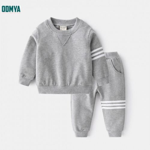 Children's fashionable round neck sweatershirt sports suit