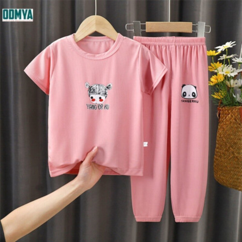 Printed t-shirt and trousers suit kids sport suit
