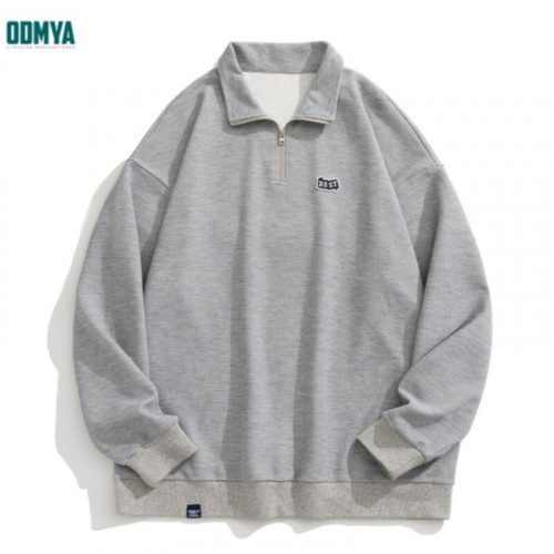 Zipper lapel Waffle fashionable loose fitting sweater