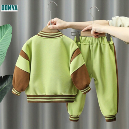 Spring and autumn printed children's warm Baseball uniform suit