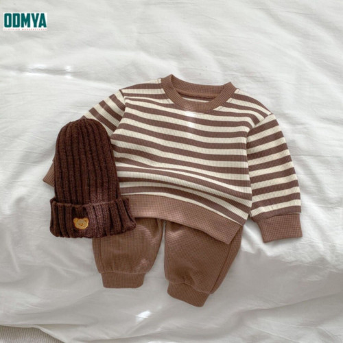 Children's striped pullover sweatshirt set sportswear set