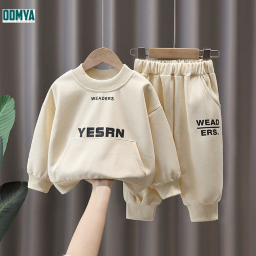 Off white children's casual sports sweater suit