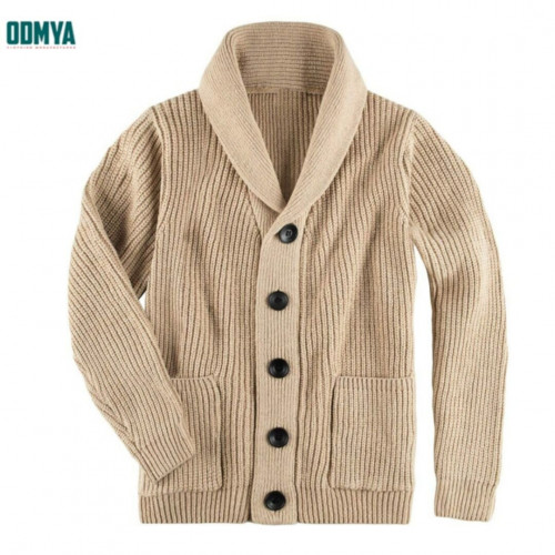 Loose Lapel Knitted Sweater Solid Casual Men′s Knitwear