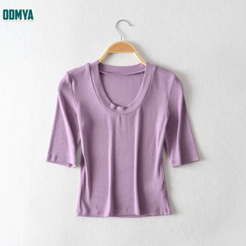 U-Neck Tight Solid Color Short Sleeve Women Tops 