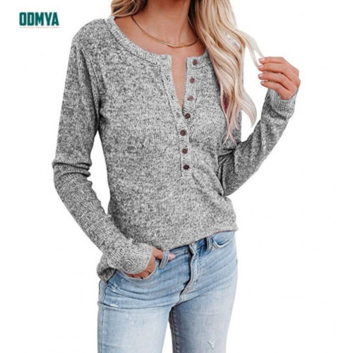 Autumn New Single Button Round Neck Colorful Shirt 
