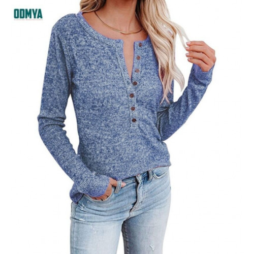 Autumn New Single Button Round Neck Colorful Shirt 