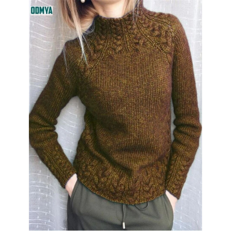 Half Height Collar Thicker Pullover Sweater Women Knitwear Supplier
